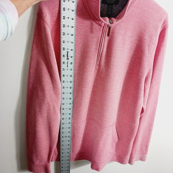Nordstrom Men's Shop, Coral Red Woven Pullover, Size XL, Long Sleeve 1/4 Zip - Picture 14 of 16